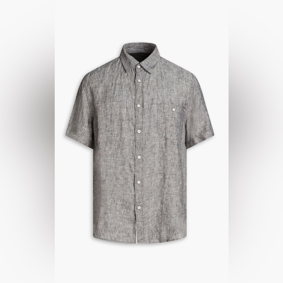 🔥 $195 rag & bone New York Gus S/S Linen Button Down Shirt Black / Grey Sz S 🔥 - Picture 4 of 11
